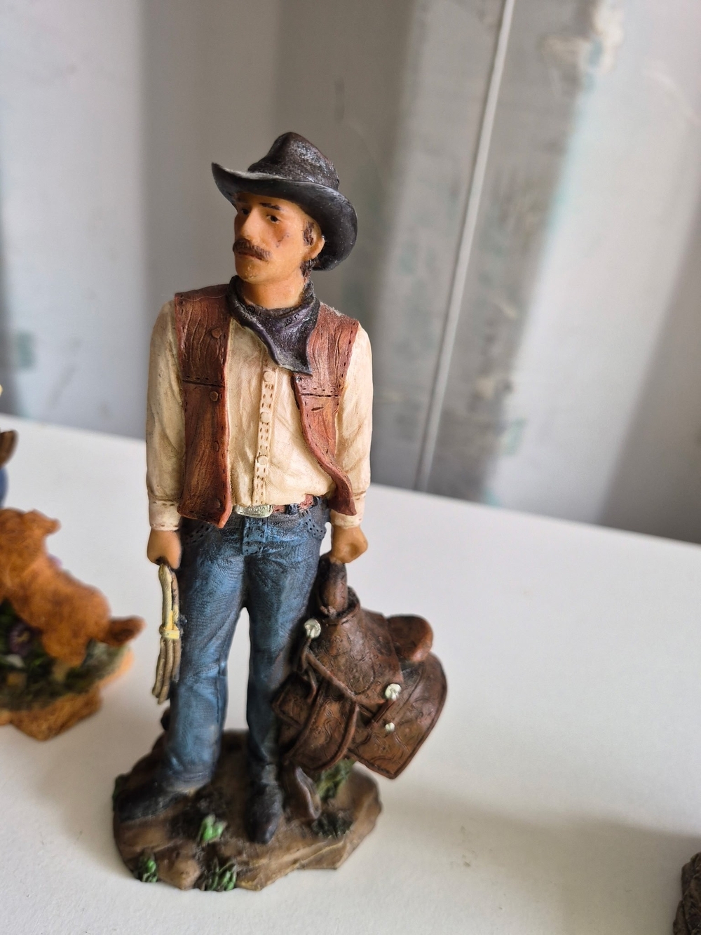 Rustic Cowboy Figurine Home Accent - Brown, Blue, Cream